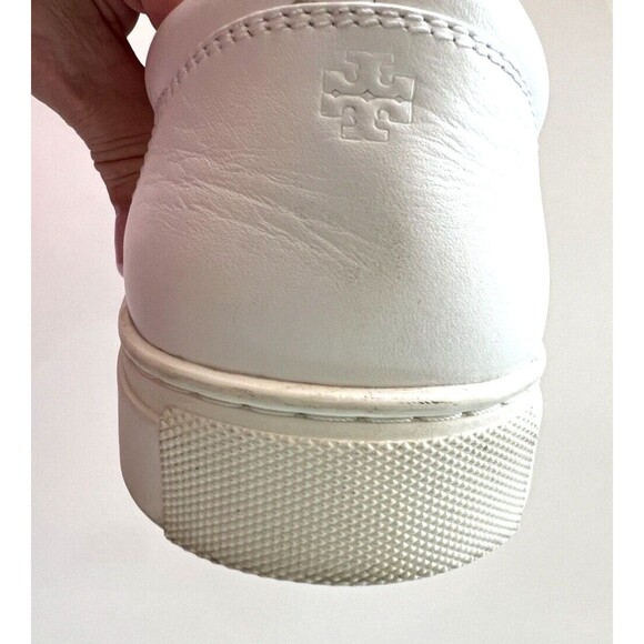 Tory Burch Shoes Womens 10.5 White Leather w Gold Reversible Sequin Fabric Front - Picture 12 of 16